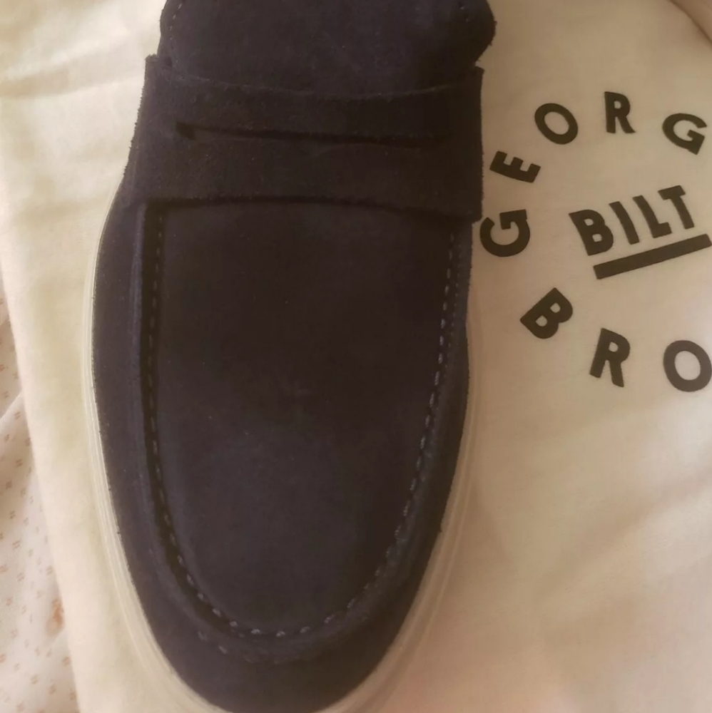 George Brown Bilt Mens Blue Suede Leather Penny Lo